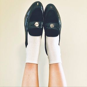 Rag & Bone Black Patent Leather and Suede Dina Penny Loafers